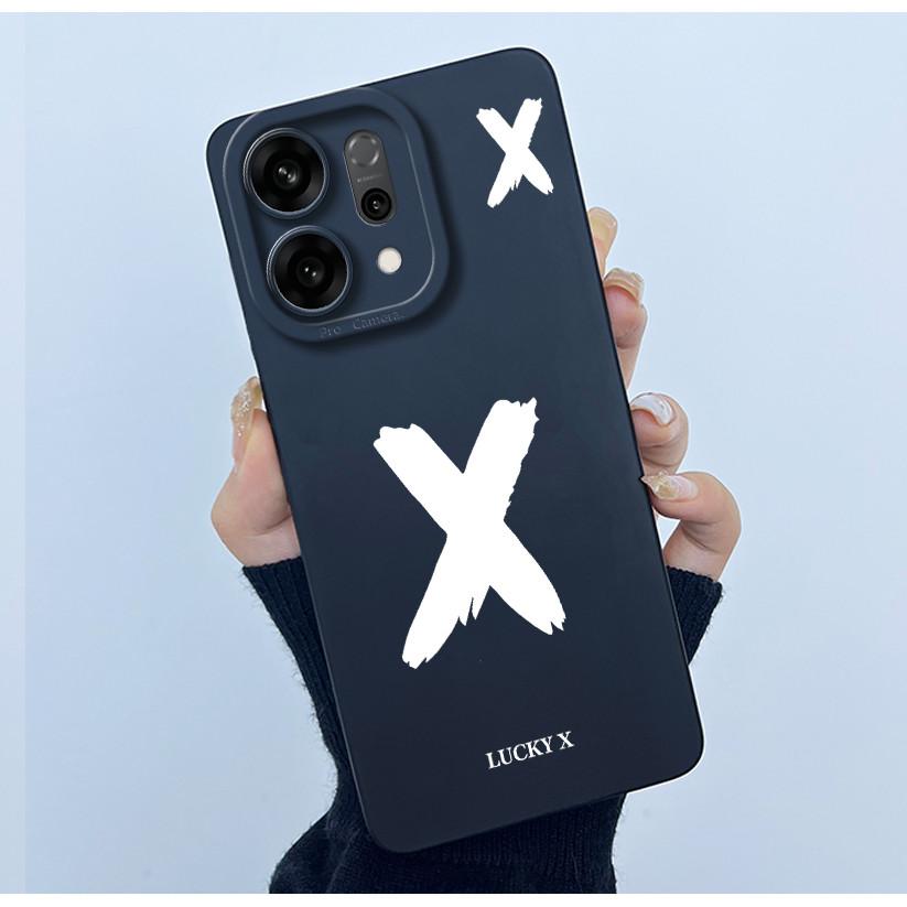 For OPPO Reno14 Pro 5G Cover Case Lucky Initial Letter Couple Silicone Soft Matte Phone Bumper for Oppo Reno 14 Pro 5G Casing