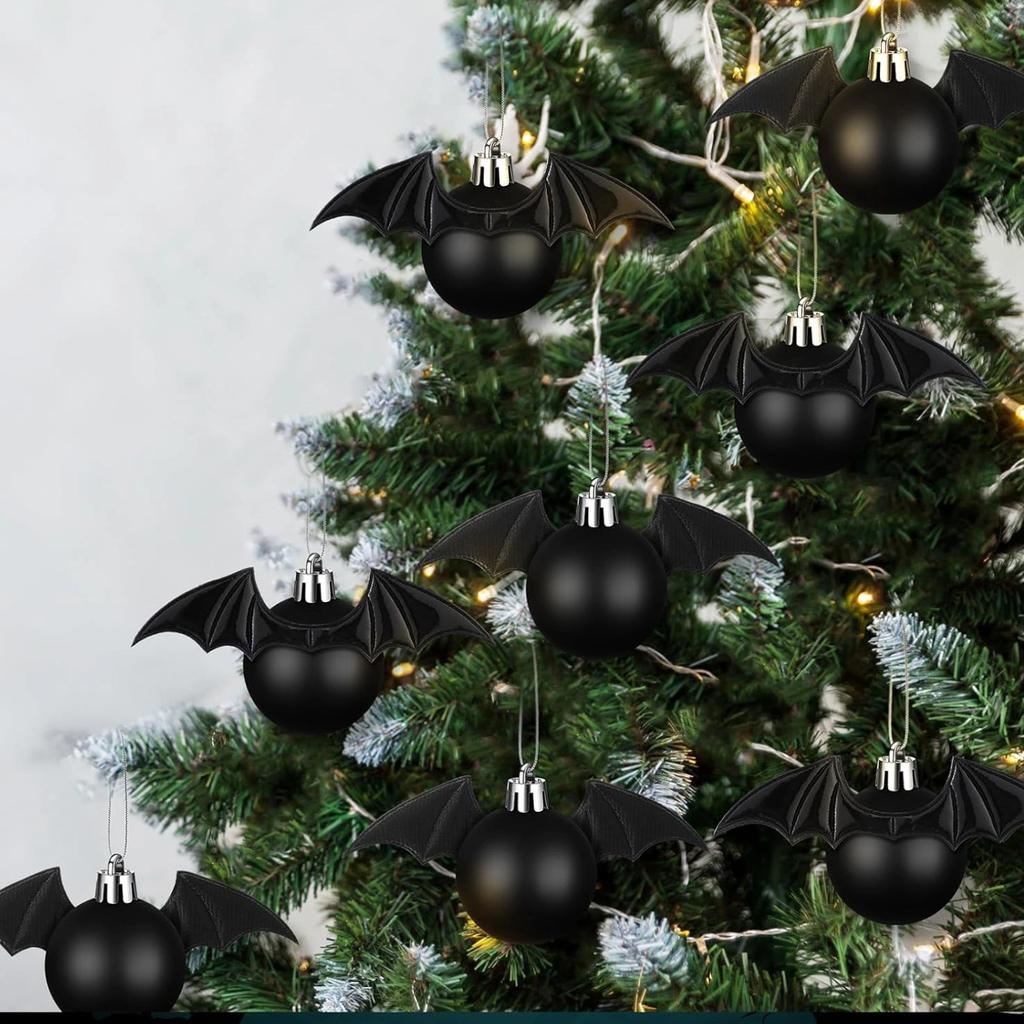 Halloween Geist Fledermaus Weihnachtsbaumschmuck Kugeln, Galvanisierte Mattfarbe Kugeln, Weihnachtsbaum Hängedekorationen, Party Set