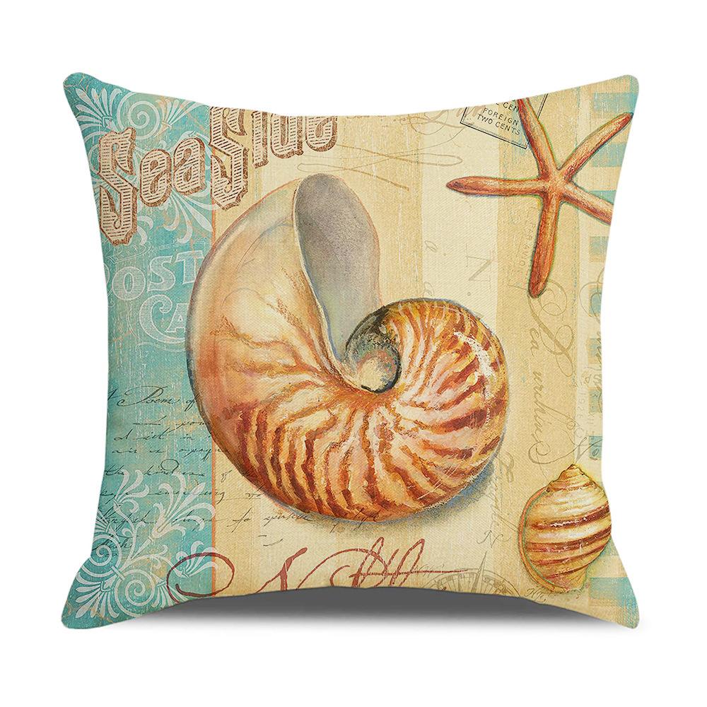 Retro Mediterranean Ocean Digital Print Linen Pillow Reading Cushion Home Furnishings