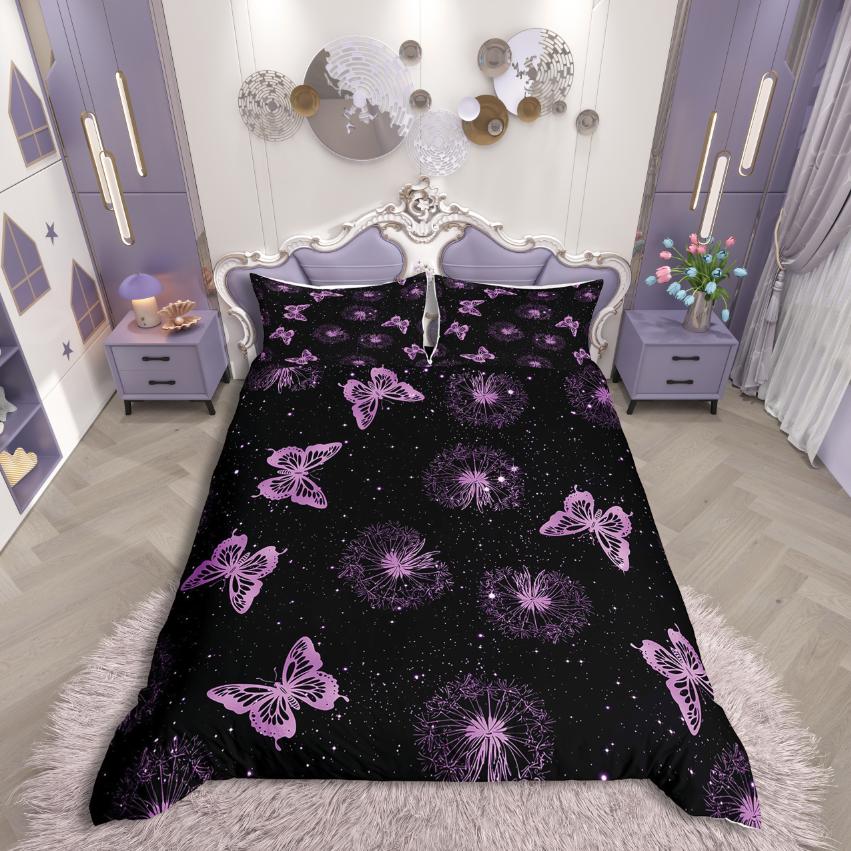 Homewish Flying Butterfly Duvet Cover SetChic Flower For Teens Bedding SetAbstract Gradient Decor