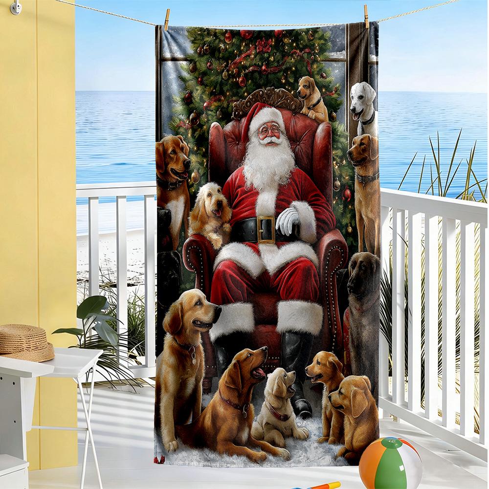 Christmas Beach Towel Soft Durable Quick-Dry Comfortable Lightweight Suitable for Sports, Travel, Swimming, Yoga, Bathroom, Beach, And Pool