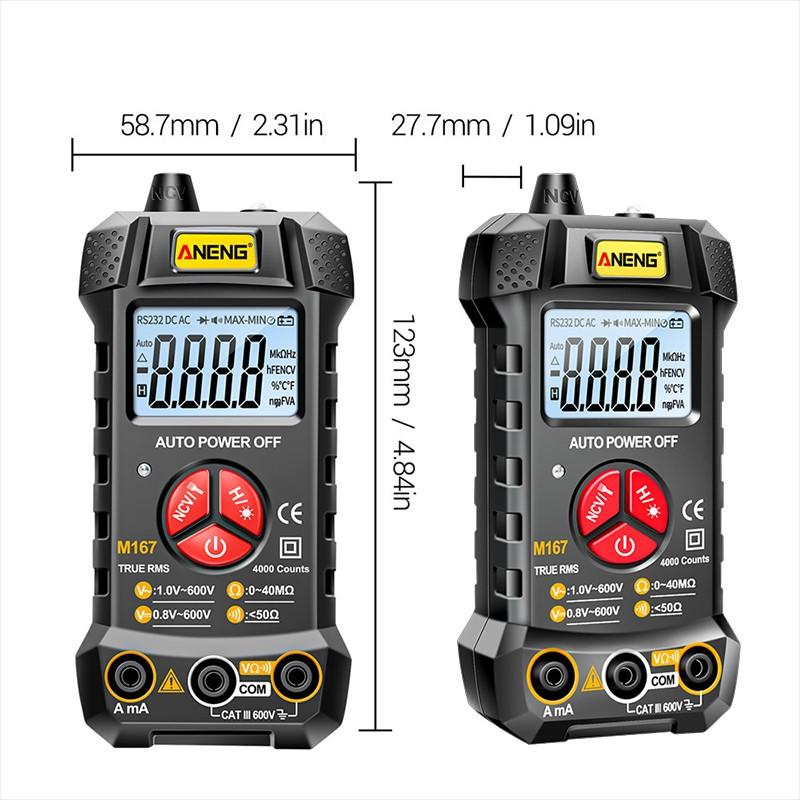 M167 Digital Mini Multimeter Tester Auto Multimetro True Rms Tranistor Meter With NCV Data Hold 4000counts NCV Flashlight