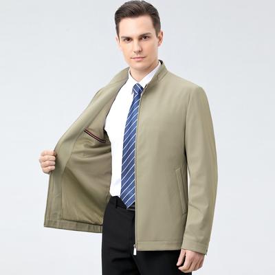 Herbst neue Jacke Herren mittleren Alters Stehkragen Maulbeerseide dünn mittleren Alters und ältere Vaters Beamtenjacke Herren