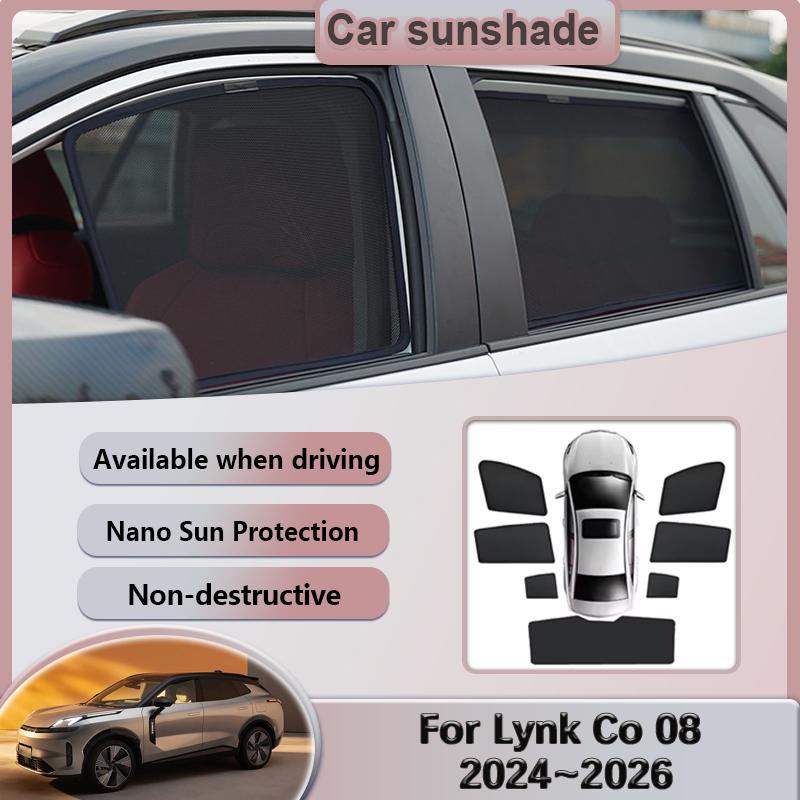 Car Sunshades For Lynk Co 08 2024~2026 2025 Windshield Privacy Mesh Curtain Heat Insulation Sunscreen Visors Auto Accessories
