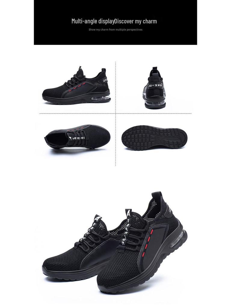 Flyknit Wear-resistant Steel Toe Safety Shoes: Anti-smash & Anti-puncture, Universal Work Shoes for All Seasons.