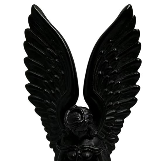 3D Printed Kneeling Angel Statue, Praying Cupid Figurine with Delicate Wings, Compact Matte White Desktop Ornament for Home Decor, Shelf, Nightstand