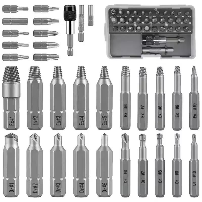 33 PCS Damaged Screw Extractor Drill Bit Extractor Drill Set Broken Speed Out Bolt Extractor Bolt Stud Remover Tool Sleeve