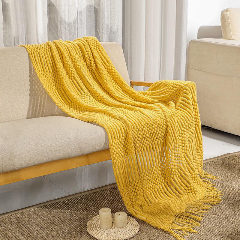 Nordic Knitted Blanket Soild Color Sofa Blanket With Tassels Travel Light Luxury Blanket Swadding For Bed Home Decor 130x180cm