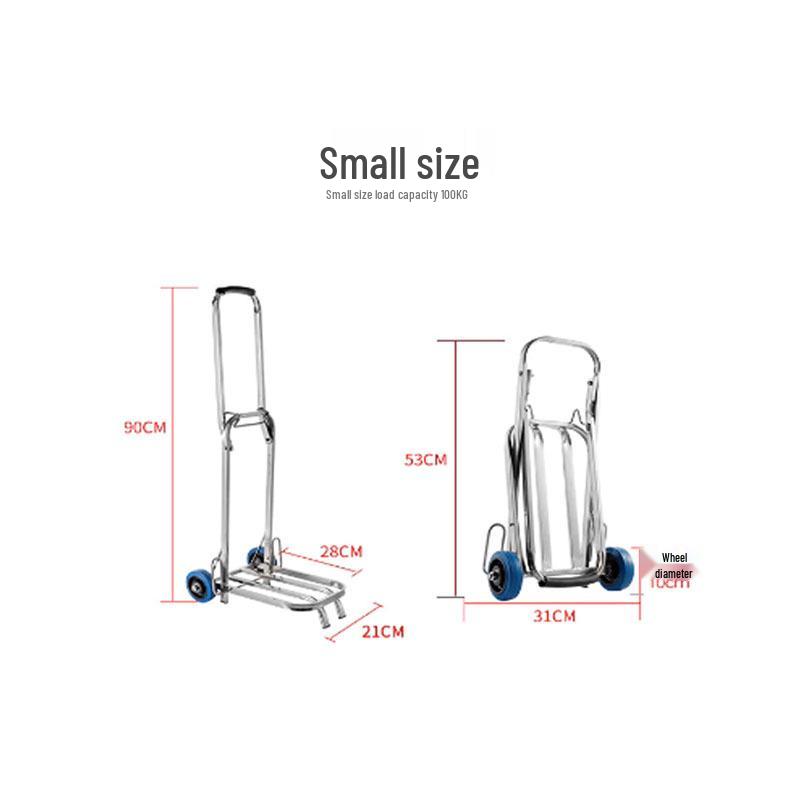 Stainless Steel Folding Handcart: Portable Luggage & Goods Pull Cart