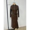 High Quality Double-sided Cashmere Dress, Autumn Elegant Zip Stand Collar Fashion European American Style Dress