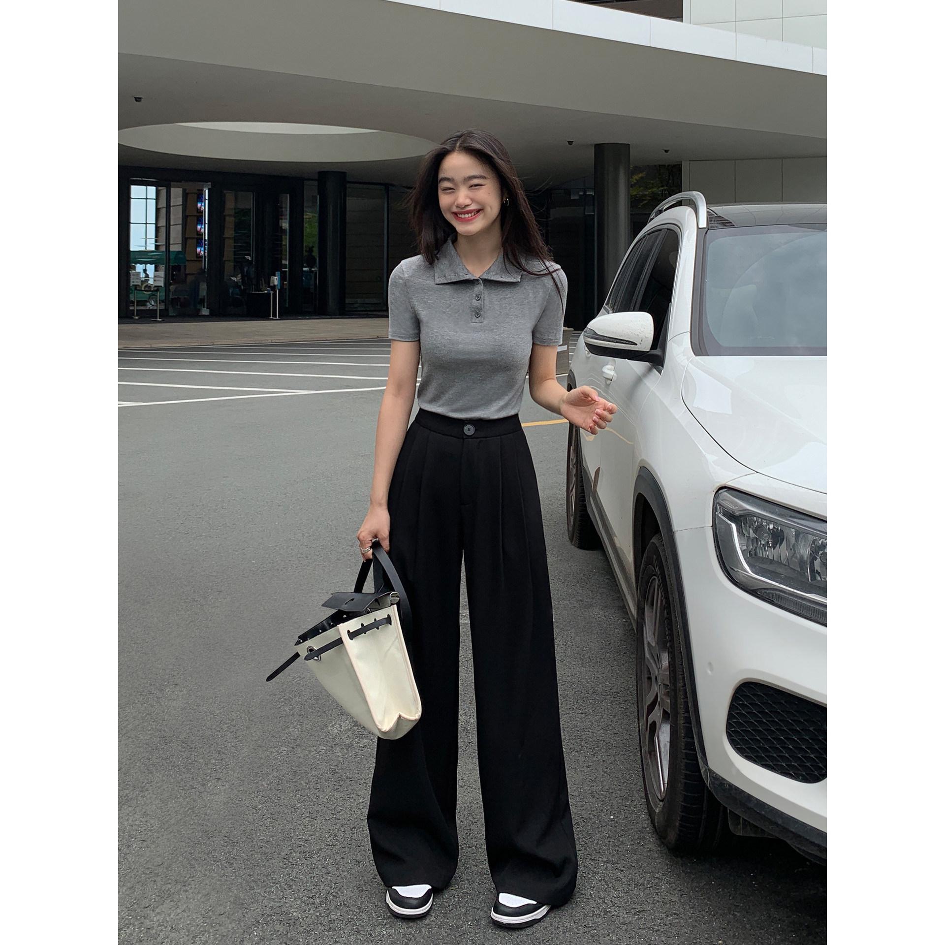 

Pusumede Women s Black High-Waist Wide-Leg Summer Pants Small