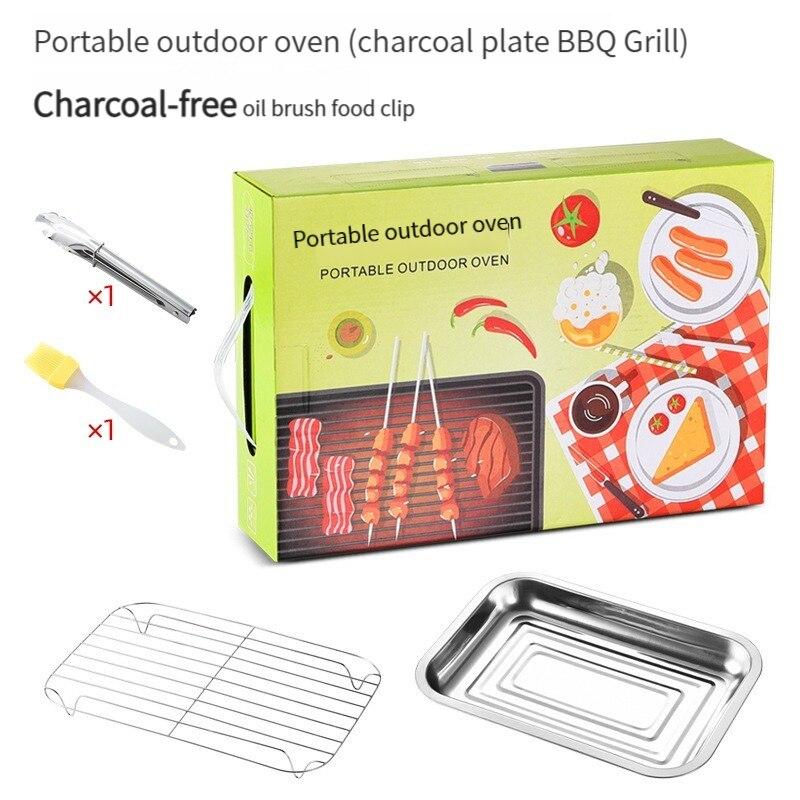 Outdoor Family Dinner Disposable Picnic Portable Barbecue Grill with Plate Clip and Oil Brush Barbecue Plate Without Charcoal
