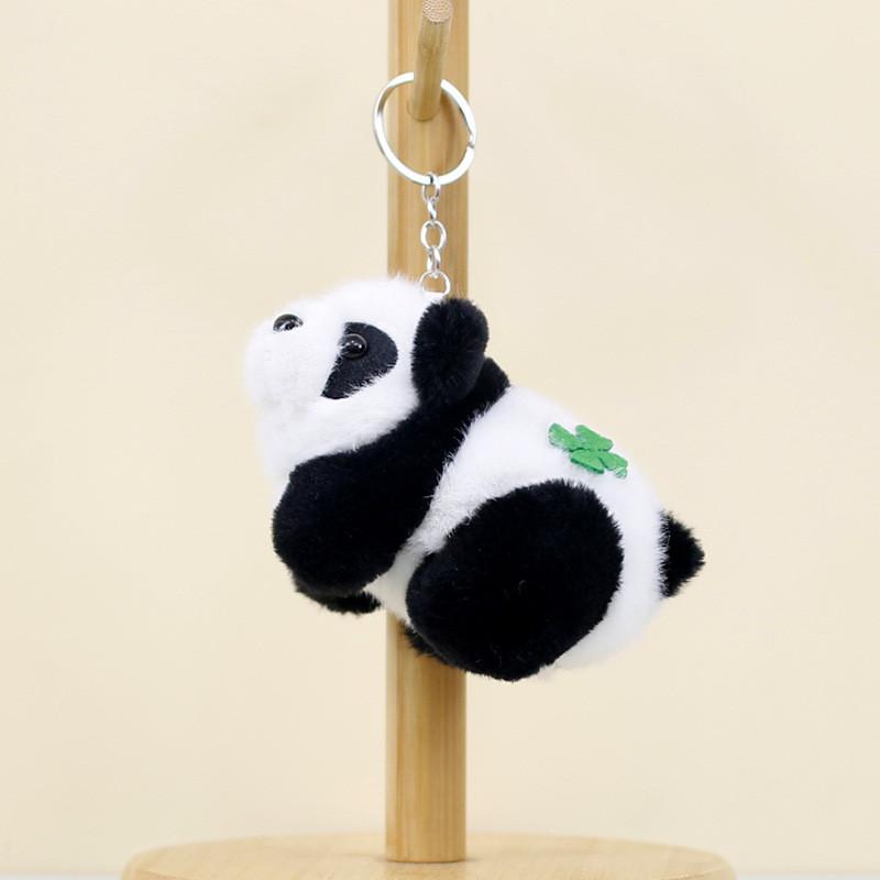 Adorable Realistic Panda Plush Keychain Stuffed Animal Souvenir With Short Plush