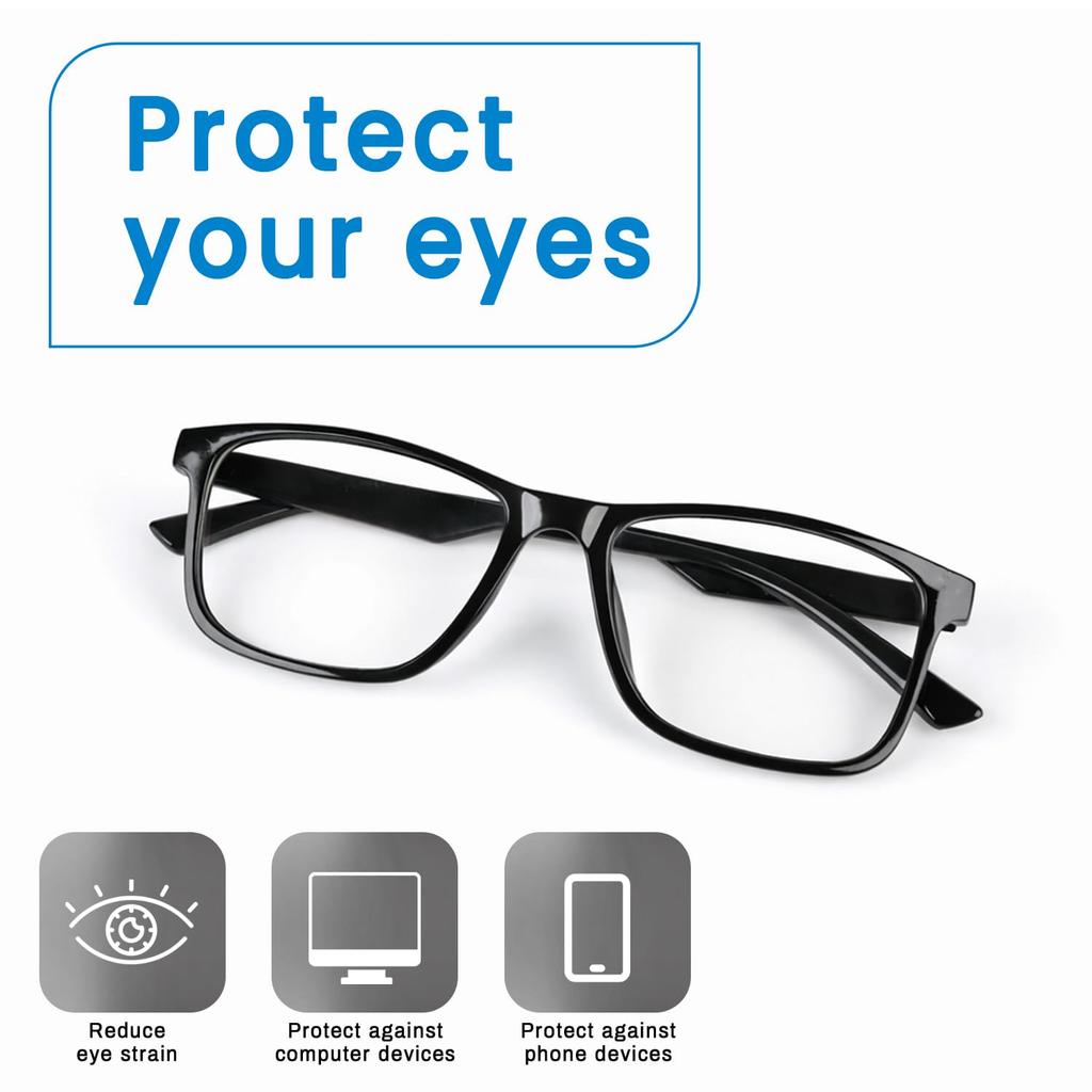 RAYBLOC UV Protection Glasses Blue Cut Blocking Harmful Rays Glasses for Men & Women Zero Power Computer Specs Eye Protection Lightweight Frame W