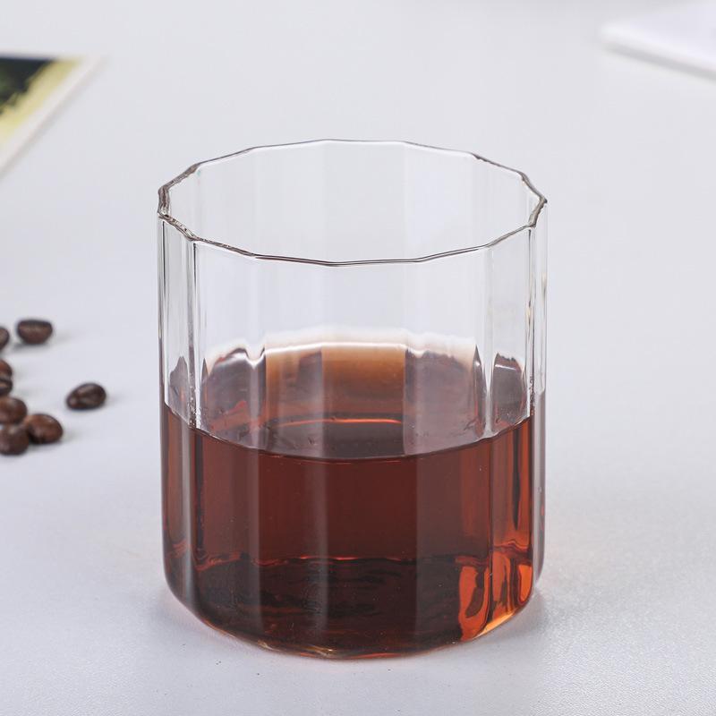 

High borosilicate colored glass coffee cup cut craft cup mouth, polygonal coffee cup water cup tea cup 260ml