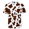 Camiseta Casual de Manga Curta Estampada 3D de Vaca Colorida Fofa para Crianças, Solta, Estilo Rua, Uso Diário, ao Ar Livre, Feriados, para Meninos e Meninas