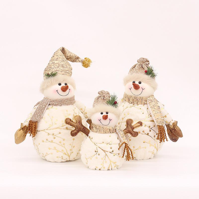 Christmas Plush Snowman Figurine With Foam And Fabric For Holiday Decor