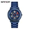 Sanda TEMU Men's Waterproof Quartz Watch with Hollow Dial and Steel Band