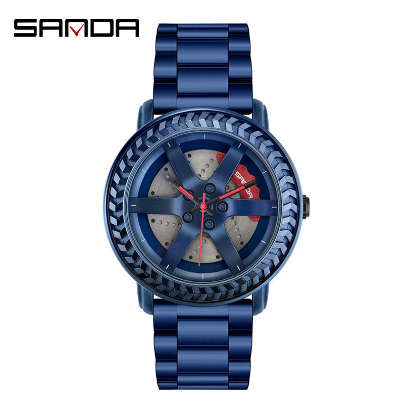 Sanda TEMU Men's Waterproof Quartz Watch with Hollow Dial and Steel Band