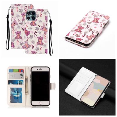 Little Bear Pattern Shockproof Card Slots PU Leather Wallet Case for iPhone,Samsung,Huawei,Xiaomi,Moto,Tecno,Google,Nokia,Oppo,ZTE,Blackview...