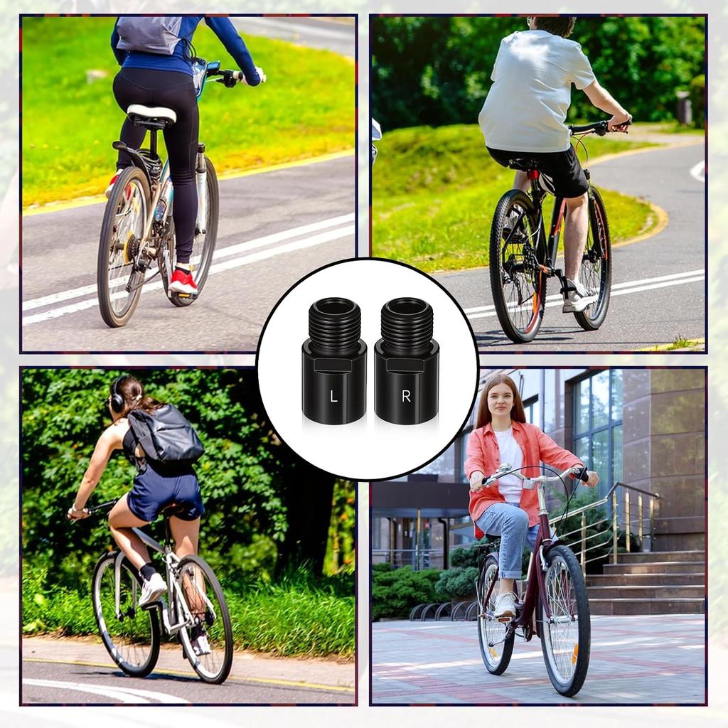 Bike Pedal Extenders, Black Steel Bicycle Pedal Adapter Extended Fit 9/16 inch Spindle Pedals Bike, Extend by 20mm/0.79in Threaded Pedal, 1 Pair,