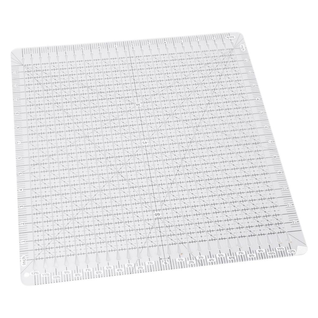 Quiltschablone Lineal 12,5x12,5 Zoll Acryl Transparent Zweifarbige Linie Multifunktionales Näh-Quiltstreifenlineal für