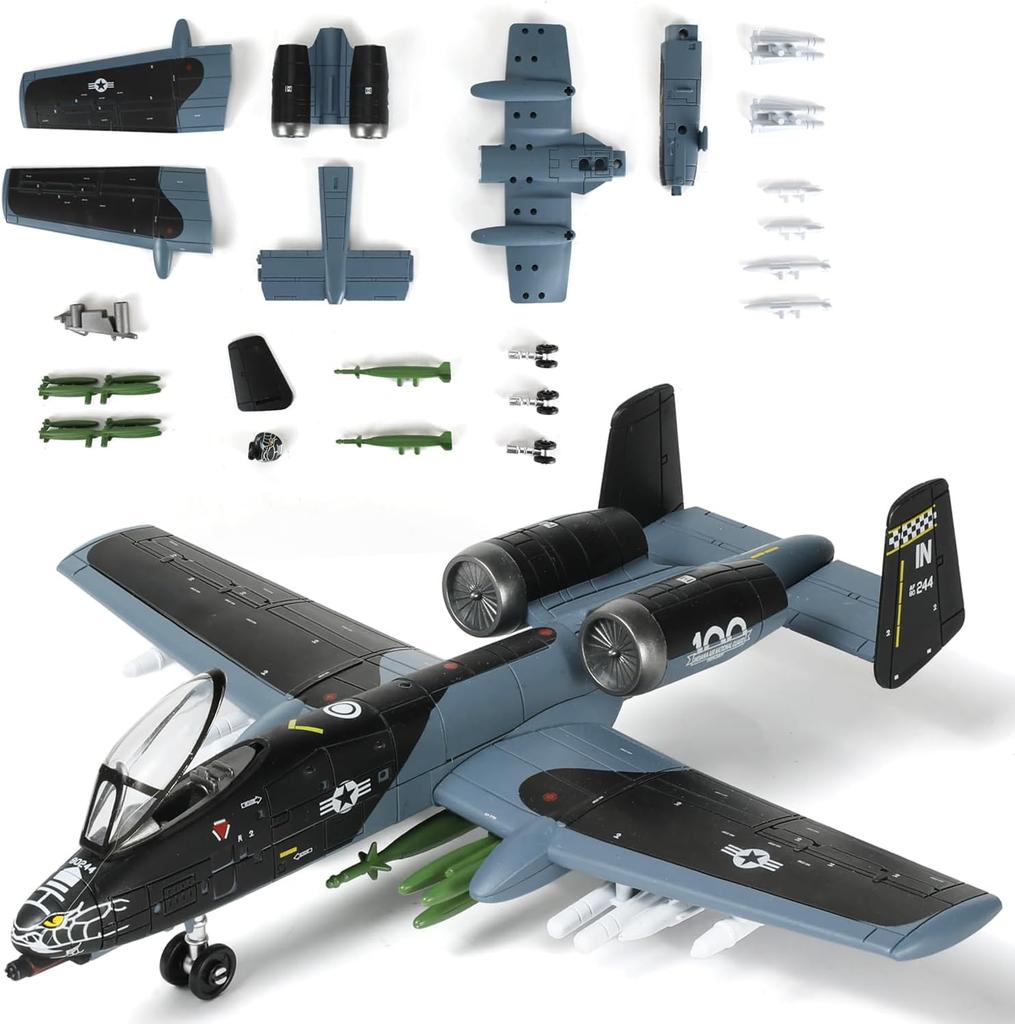 A-10 Fighter 1/72 Plastic Assembly Scale Plane Model (Including Base) Home Ornament Collection Decoration Gift Toys Airplane