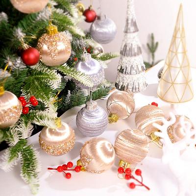 8cm Bemalte Seide Weihnachtskugel Ornamente Set - 9 Stück
