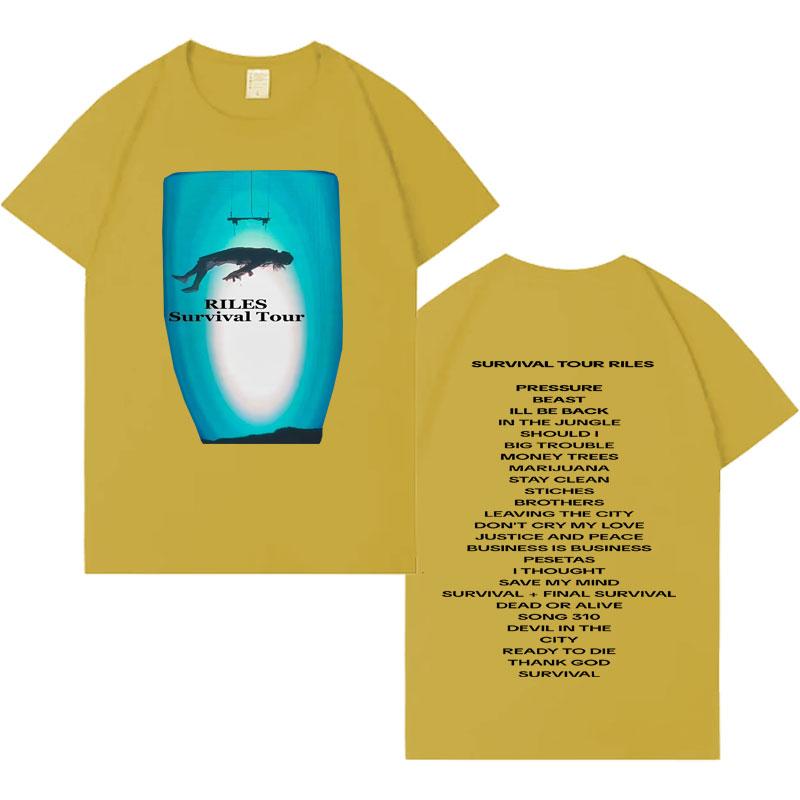 Singer Riles New Album Tour Aesthetic Short Sleeve T Shirts Mens Casual Cotton Oversized Cozy Crewneck Loose Tshirts Streetwear
