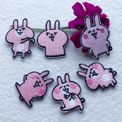 Entzückender Cartoon Trompeten-Hase Stickaufnäher mit Klebefolie