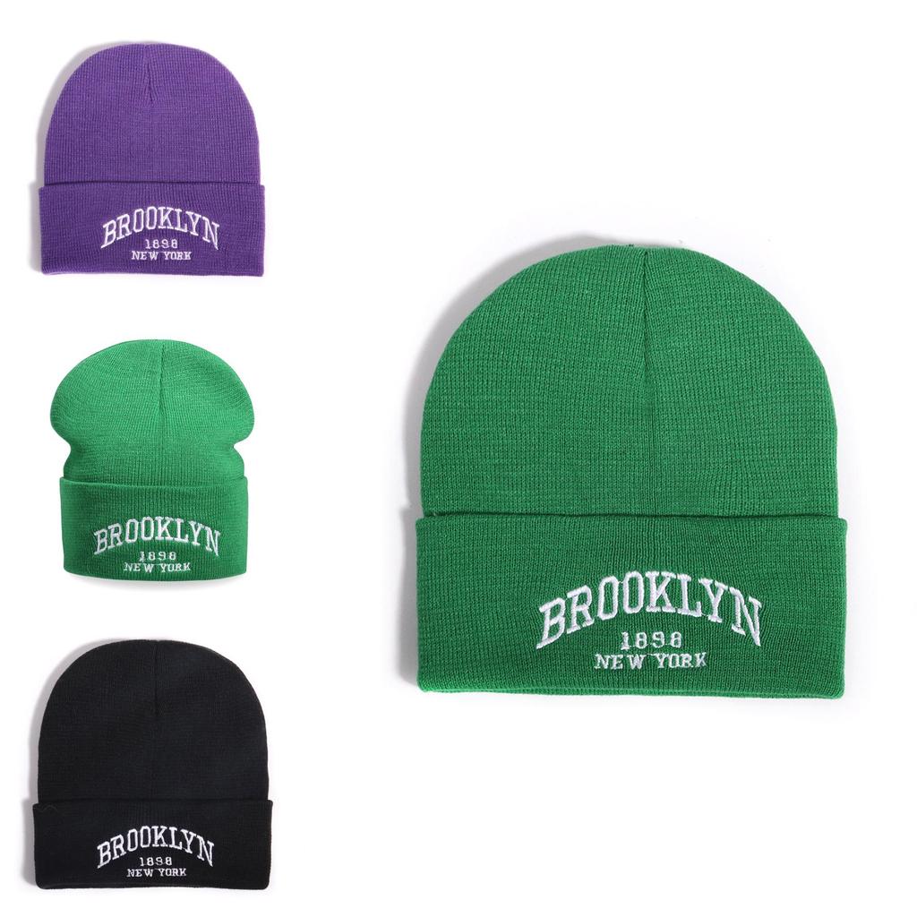 Autumn Winter Knitted Cap With Embroidered Letters And Acrylic For Streetwear And Hiphop Style