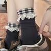 Women's Spring and Autumn Vintage Pluck Trend Lace Edge In The Cylinder Pile Socks