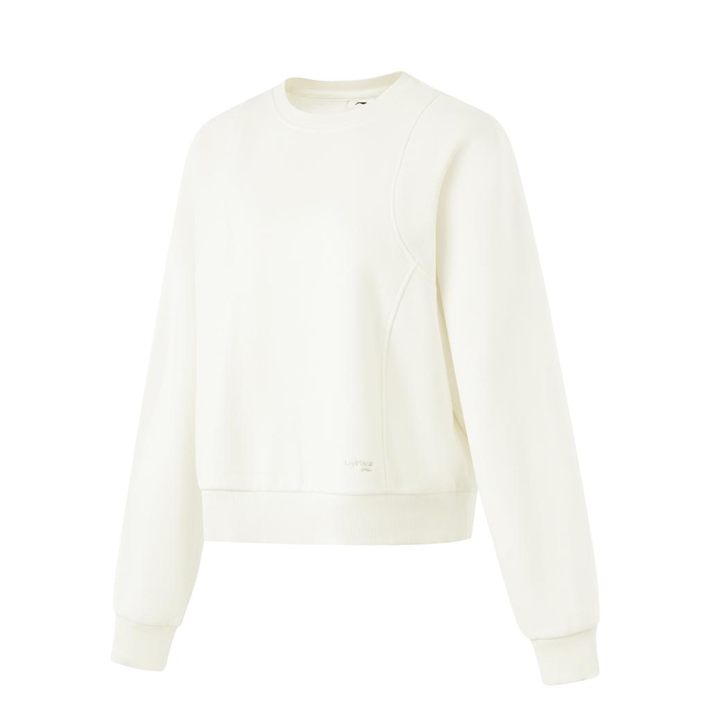 Li Ning Fitness Series Moisture Wicking Thermal Solid Color Round Neck Comfortable Breathable Fleece Warm Dopamine Casual Sweatshirt AWDU556-4