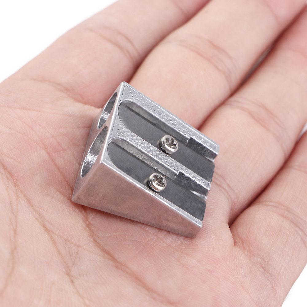 Hole Metal Silver Pens Cutter Tool Office Sharpener Double Hole Pencil Sharpener Pencil Sharpener