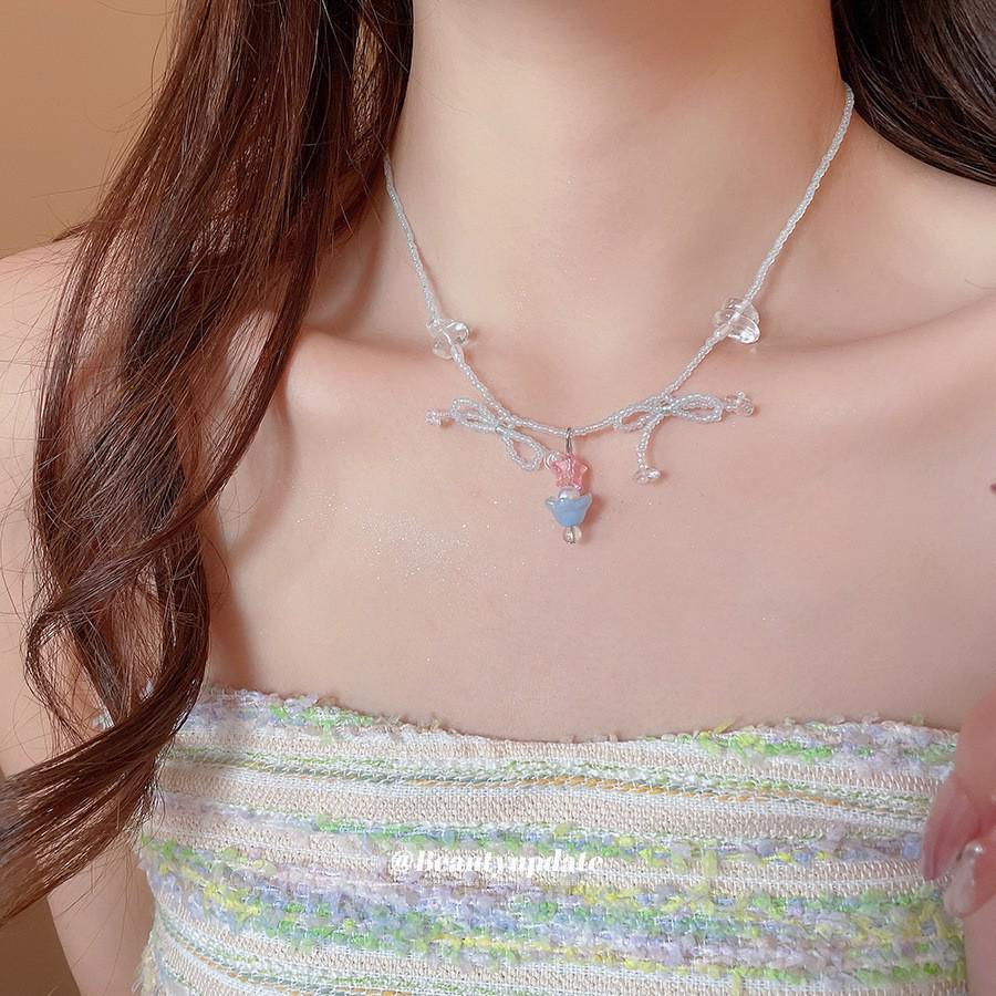 Dopamine Ethnic Retro Beaded Colorful Pearl Choker Necklace - Niche High-End Fashion