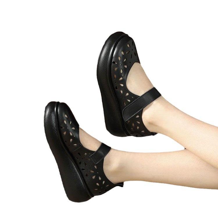 Flat-soled Single Shoes Women's Soft Leather Spring and Autumn Soft-soled Beef Tendon Sole Shallow Mouth Shoes
