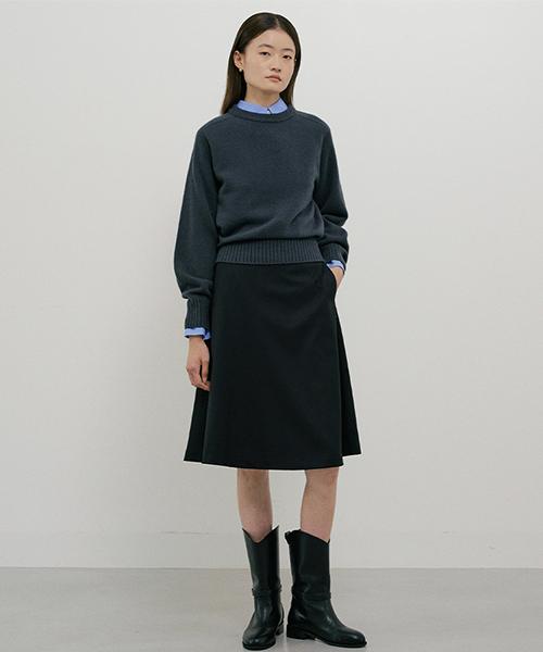 Lingseoul Whole Garment Volume Knit-Charcoal