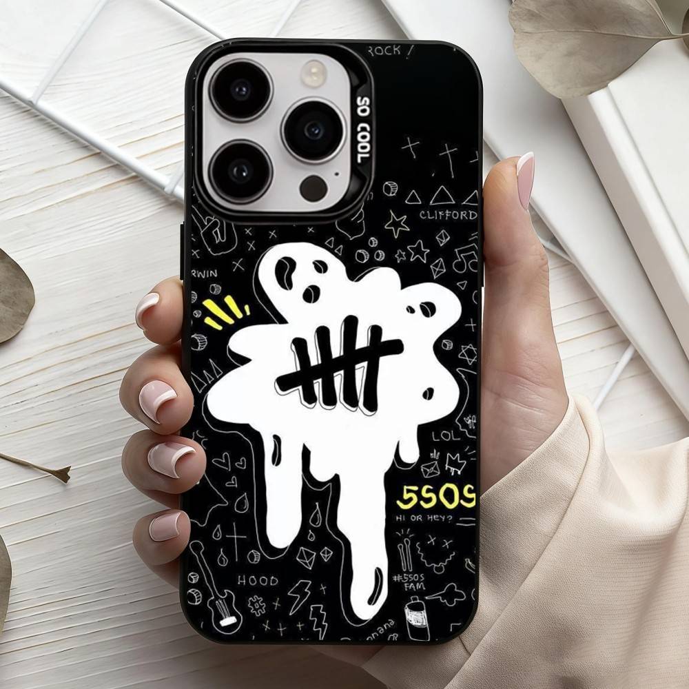 5 S-Seconds of S-Summers 5SOS  Phone Case For iPhone17,16,15,14,13,12,11 Plus,Pro Max Black Candy Silver Phone Case