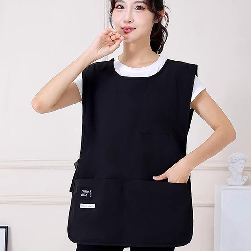 Tablier Gilet Style Japonais Récent Avec Multiples Poches Mâle Femelle Serveur Vêtements de Travail Bretelles Épaules Élargies Réglables Tablier