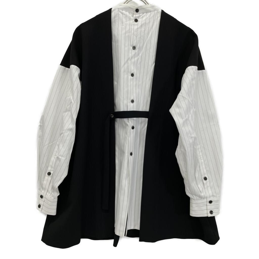 ENFOLD 22AW Black COMBI PULLOVER Double Cross Combi Pullover Shirt Tops 38 blackUsed