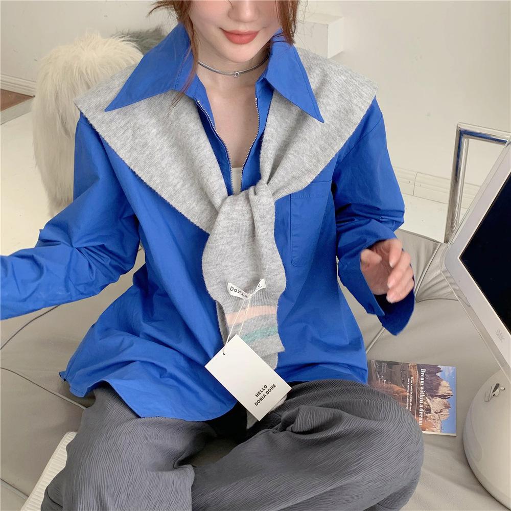 

Двухцветная полосатая вязаная шаль женская верхняя одежда для комнаты с кондиционером модная шаль ремень защита шеи накладной воротник 44*108cm