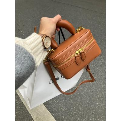 New Mini Brown Korean Fashion High-quality Simple Square Leather Plutonium Casual One Shoulder Crossbody Bag