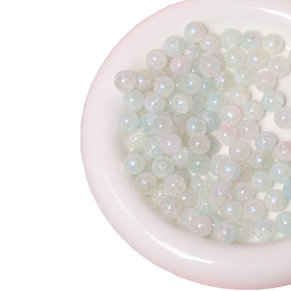 Yori 40pcs 10mm Imitation Crack Glass Beads Round Loose Spacer Beads for Jewelry Making DIY Bracelets Phone Chain Accessories