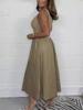 2026 Summer Women's High-End Waist-Cinched Casual Dress - Hot Selling Solid Color Skirt