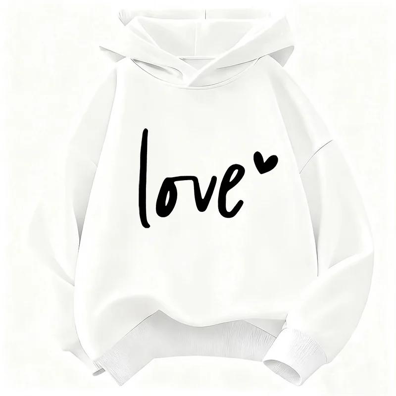 Kinder Kapuzenpullover mit Herzaufdruck Lässiger Süßer Mode Hoody für Jungen und Mädchen Geeignet für Herbst und Frühling