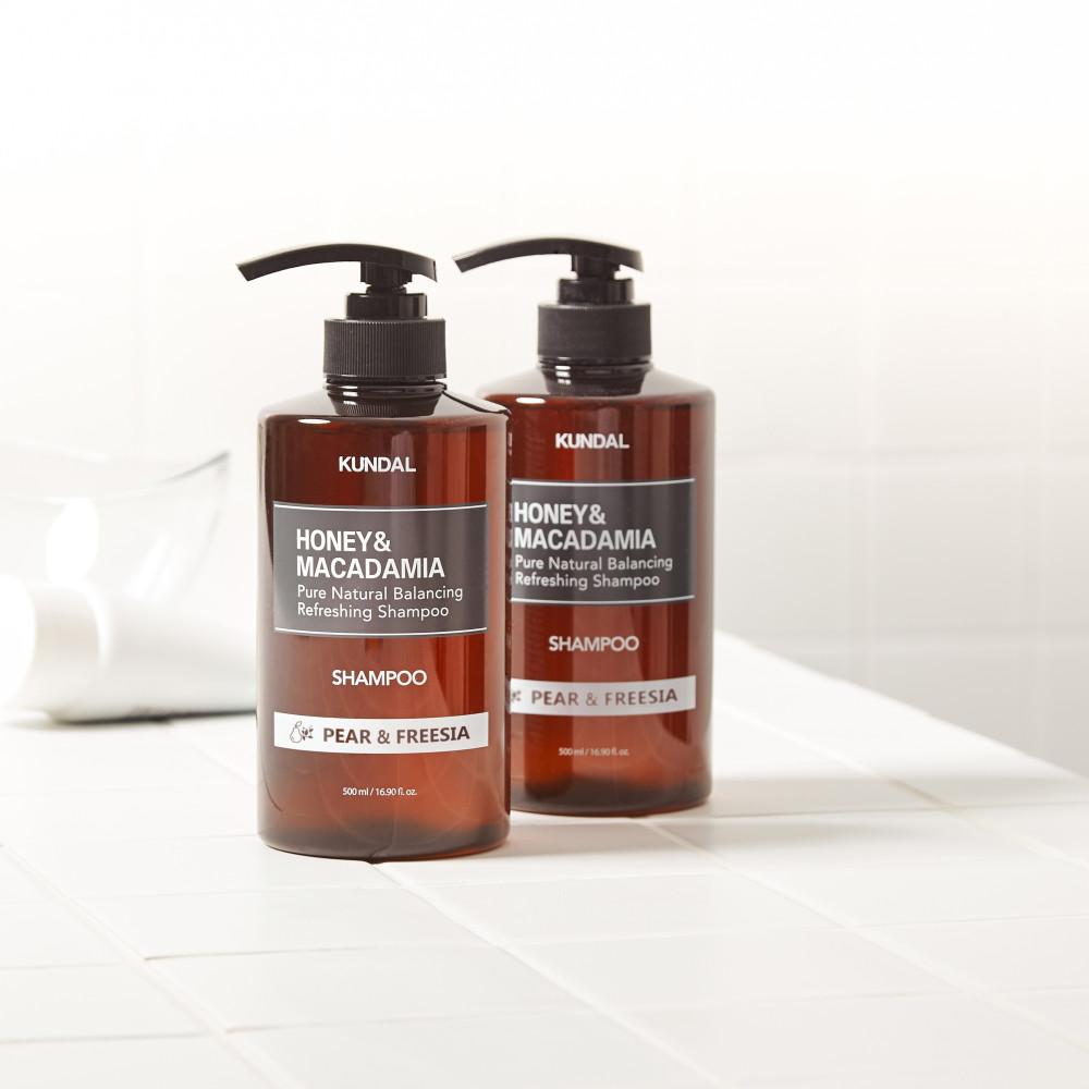 KUNDAL Nature Shampoo 2 Piece Set Pear & Freesia 500ml, Korean Cosmetics with Good Fragrance