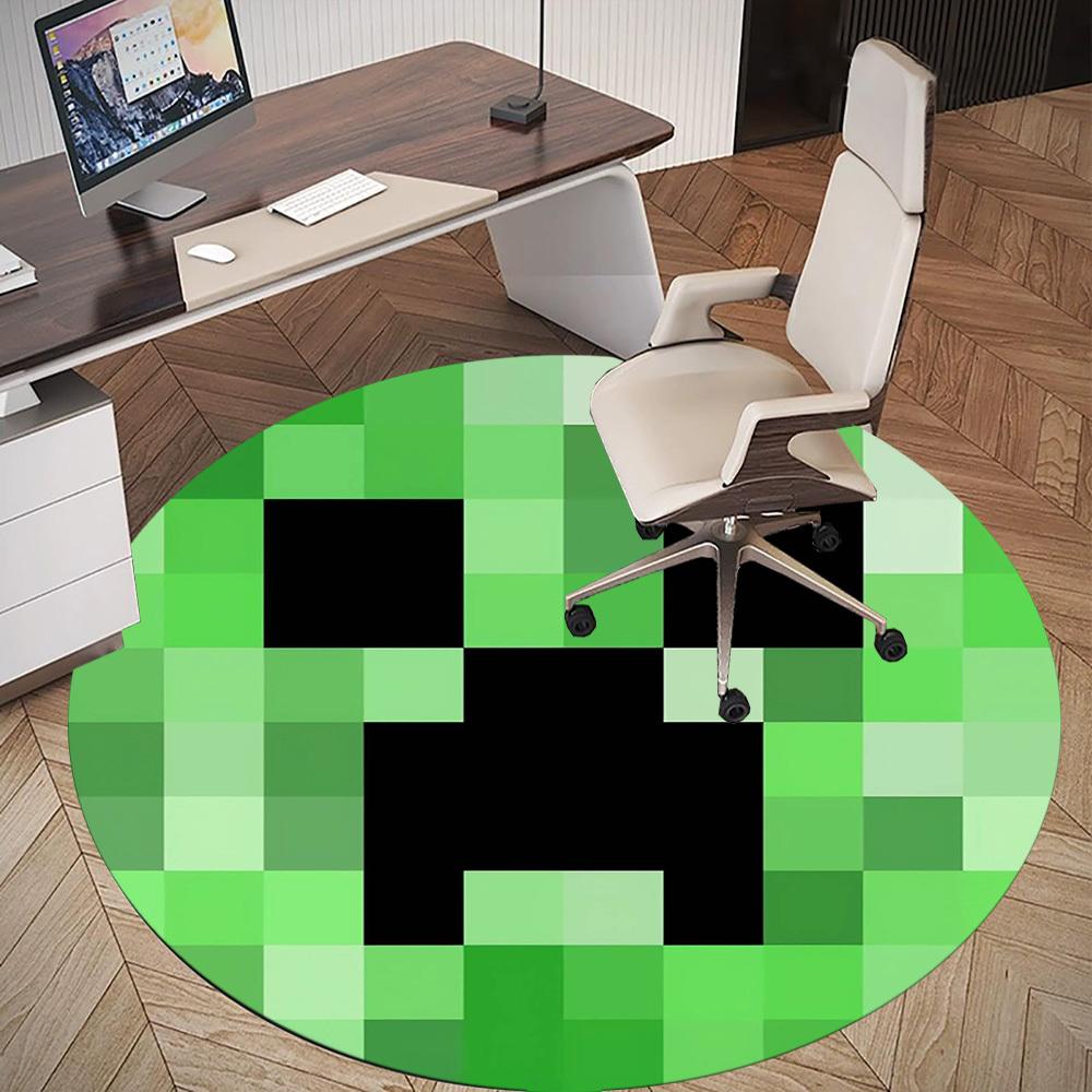 1pc My World Pixel Game, Creeper Round Chair Mat Area Rug - Non-Slip, Floor Mat for Office, Bedroom, Home Decor Christmas Gift P0811087