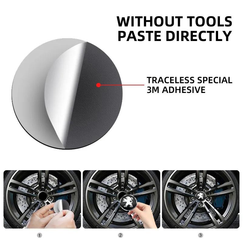 4pcs 56mm Car Wheel Center Hub Cap Stickers For Peugeot For VW GTI Polo Passat B6 B7 B8 Golf Jetta ID.3 Beetle CC MK7 MK8 Tiguan