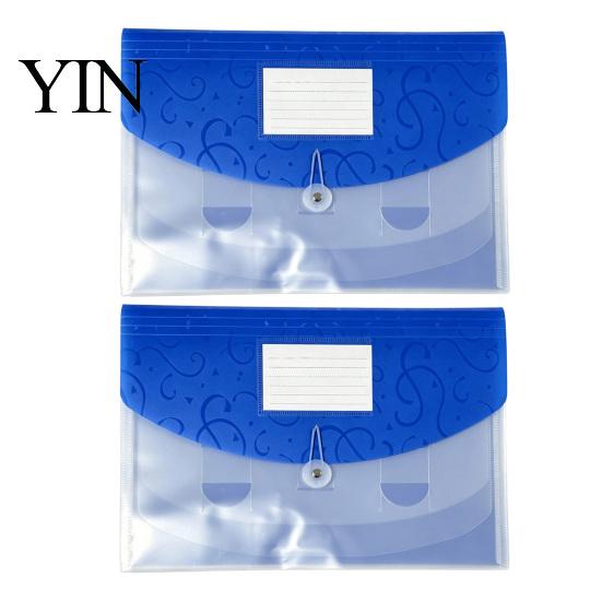 Expandable File Organizer Document Folder with Label Slot, Layered Design Waterproof PP Storage Envelope, Secure Rope Closure for Office And