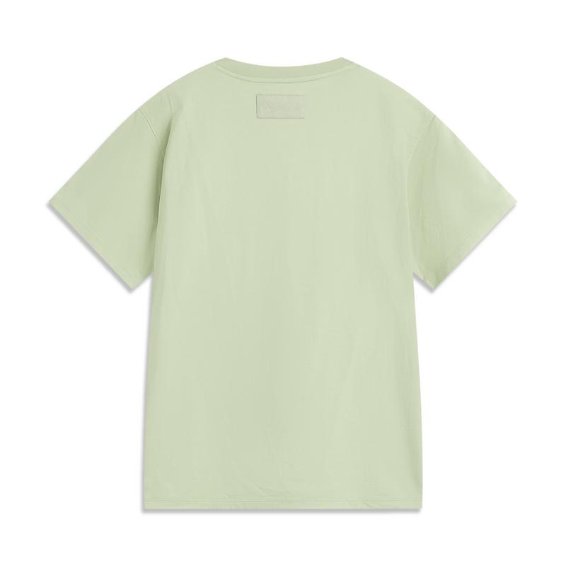 Li Ning CF Cool Solid Color Comfortable Sun Protection Quick Dry Short Sleeve T-Shirt Women T-Shirts Bean-Paste-Green ATSV194-6
